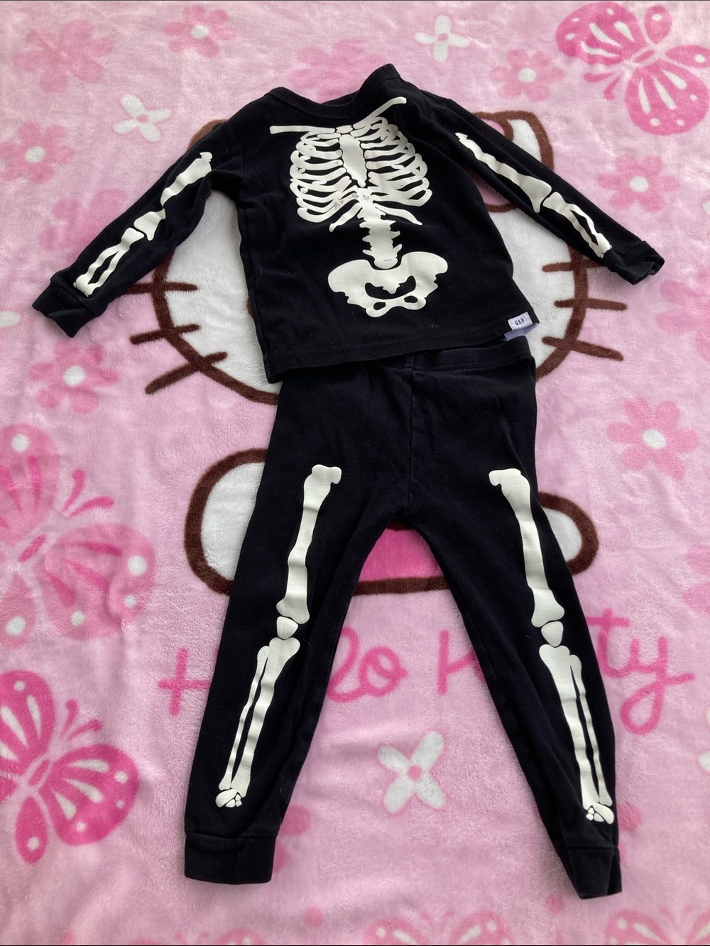 Girl or boy Black Skeleton Costume Pajama Set